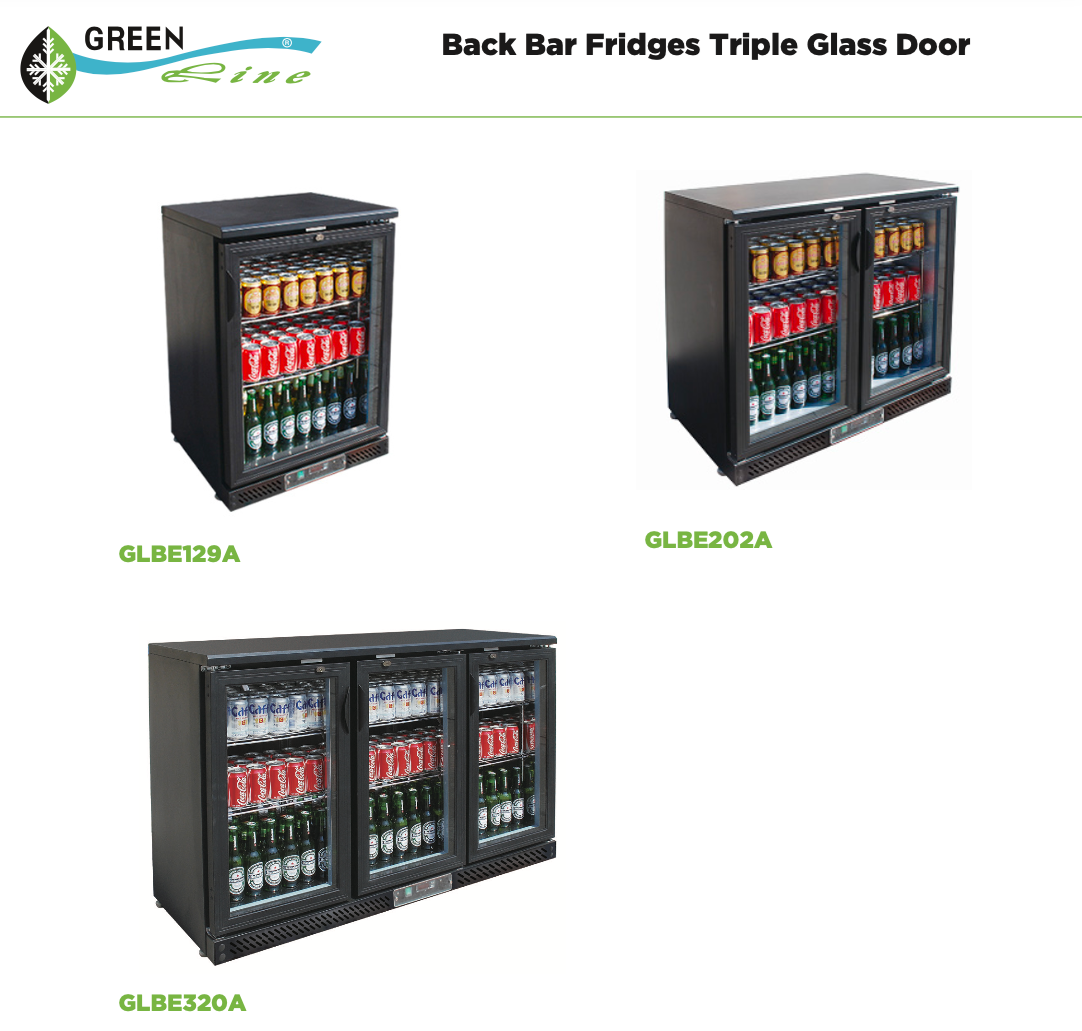 GREENLine Back Bar Fridge Two Door 875MM 210L Capacity - GLBE202A