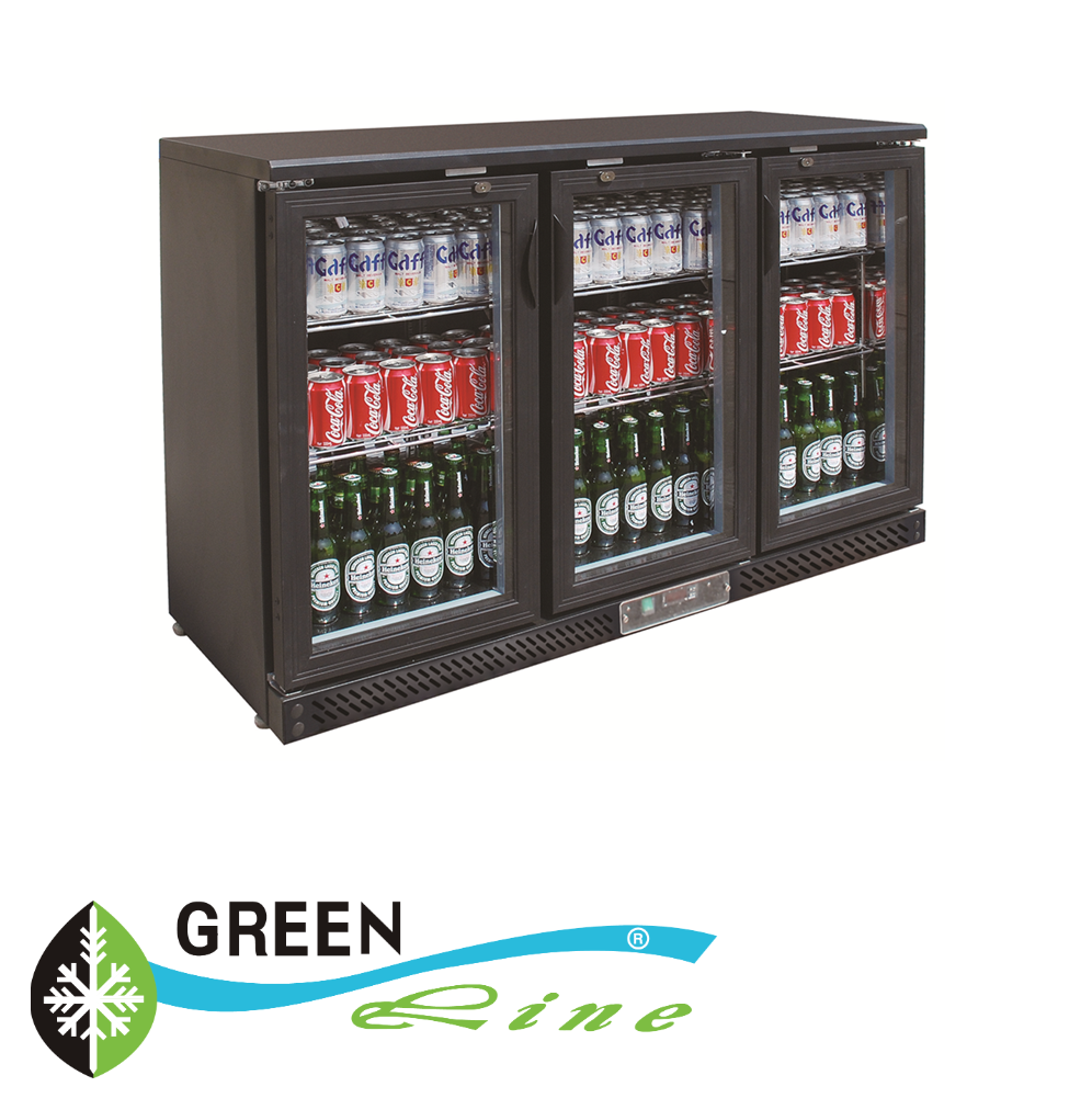 GREENLine Back Bar Fridge Three Door 1350MM 320L Capacity - GLBE320A