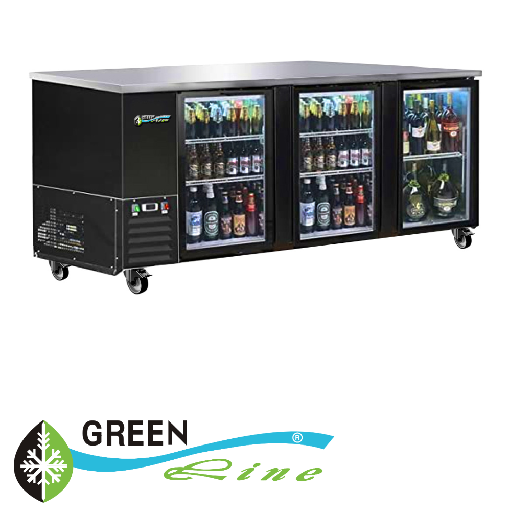 GREENLine Back Bar Fridge Three Glass Door 2300MM 821L Capacity - BBAR-3G-23