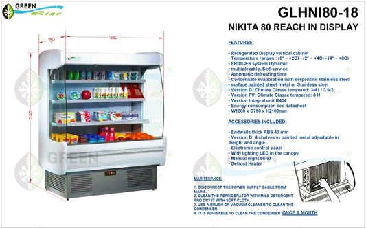 GREENLine Display Fridge Reach-In NIKITA 80 1800MM - GLHNI80-18