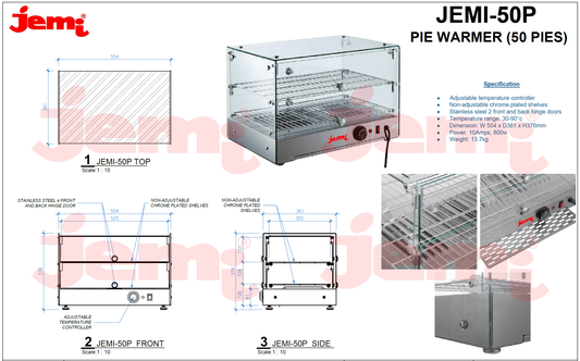 JEMI Hot Food Display Pie Warmer 50 Pies - JEMI-50P